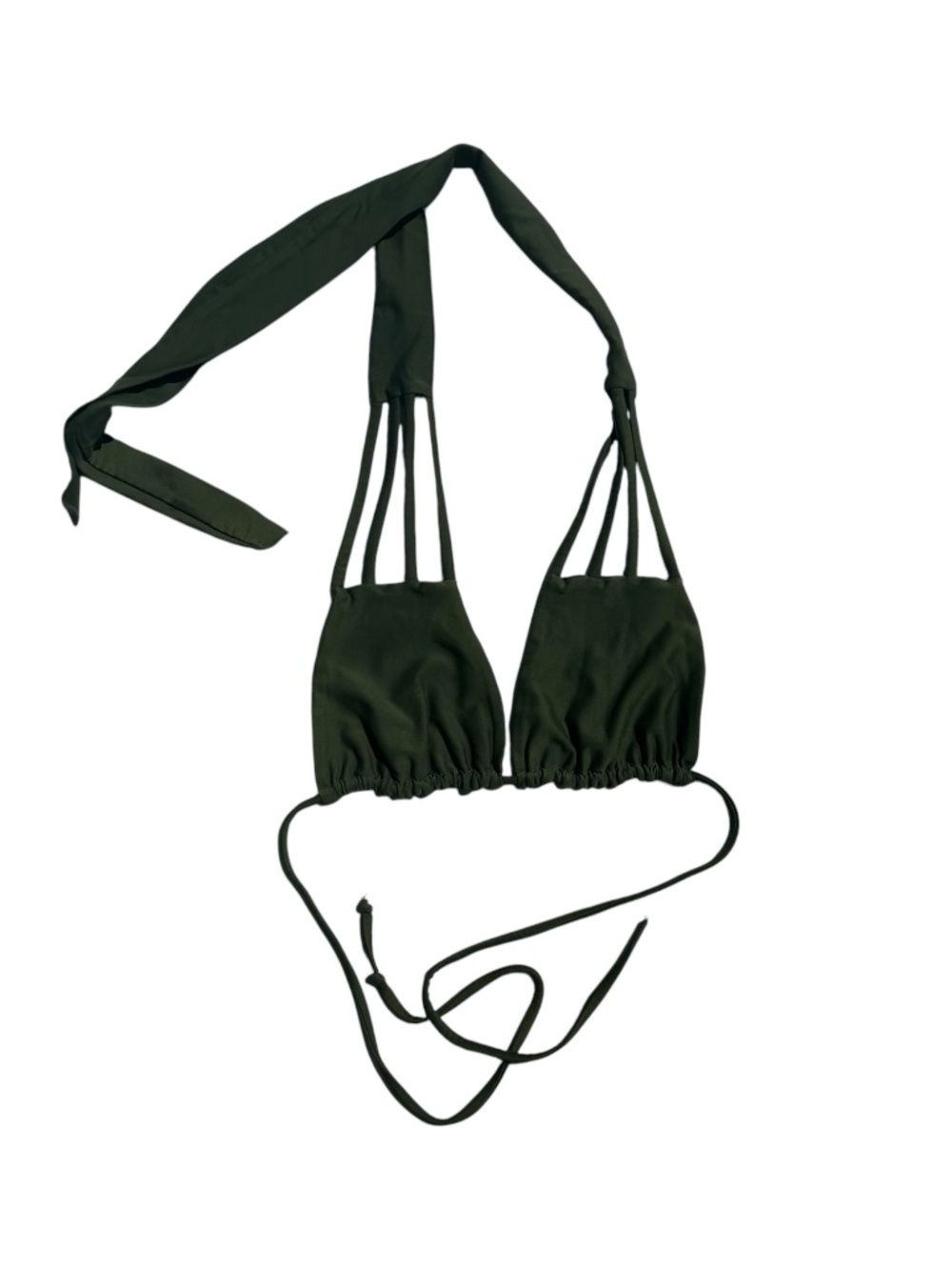 Yemaya Swimwear Strappy Halter Bikini Top Olive Green Small S Pristine